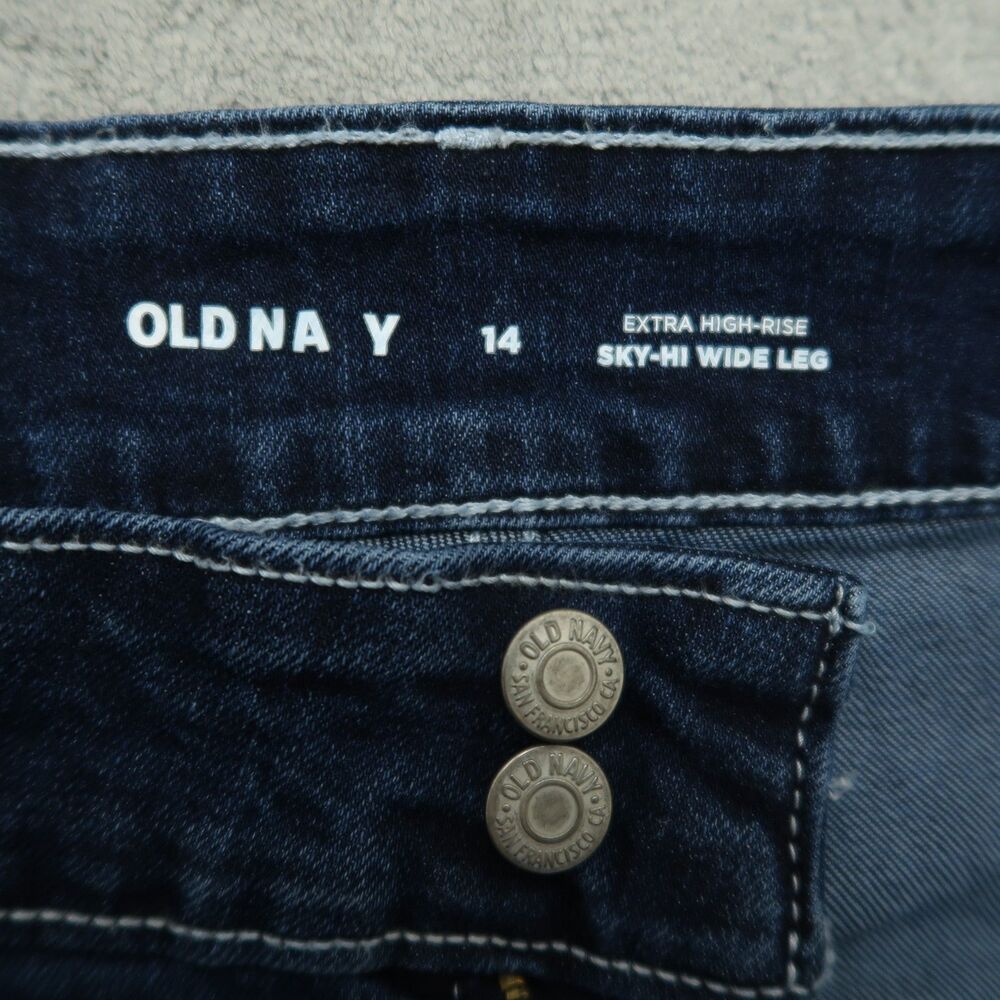 Old Navy Jeans Women's Size 14 Extra High-Rise Sky-Hi Wide-Leg Denim 30" Inseam - Picture 9 of 16
